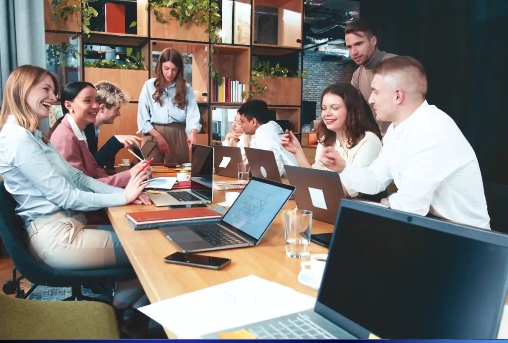 GMS team collaborating in the office
